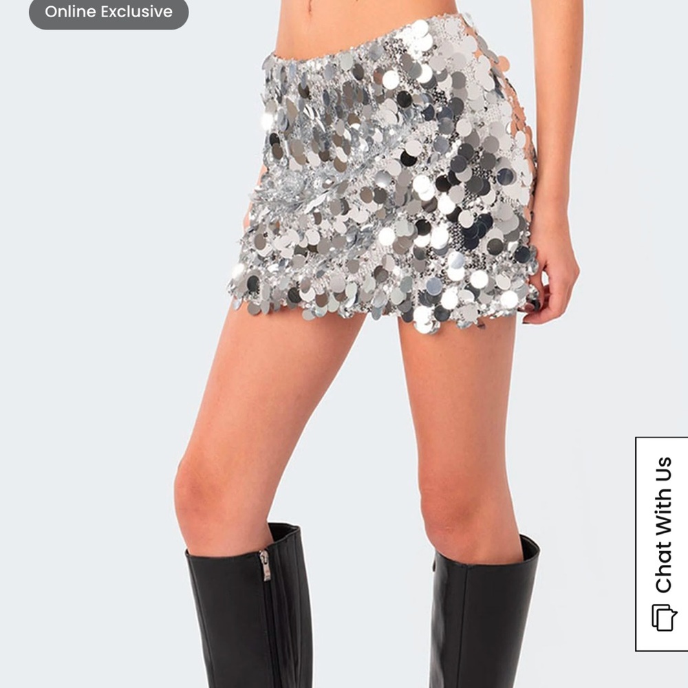 Silver Sequin Mini Skirt